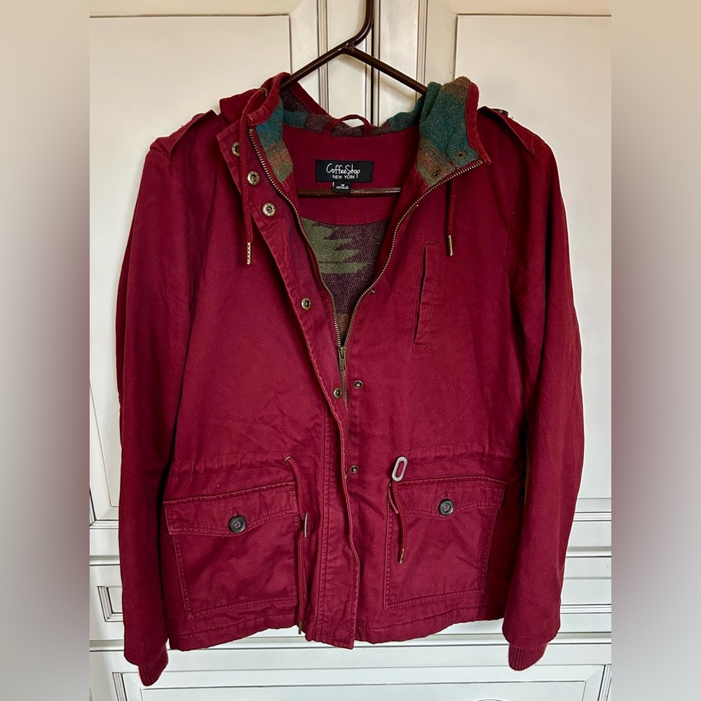 Coffee Shop New York women's hooded utility jacket size medium